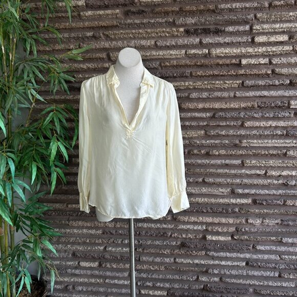 J. Crew Eco Cupro Blend Chamois Collared Popover Long Sleeve Top Size Medium - Picture 6 of 7
